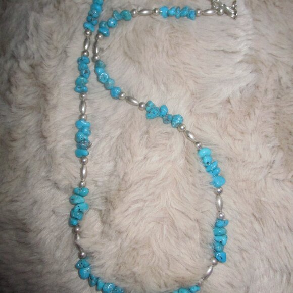 Sterling Silver and Turquoise handcrafted Native American Necklace - Picture 2 of 2